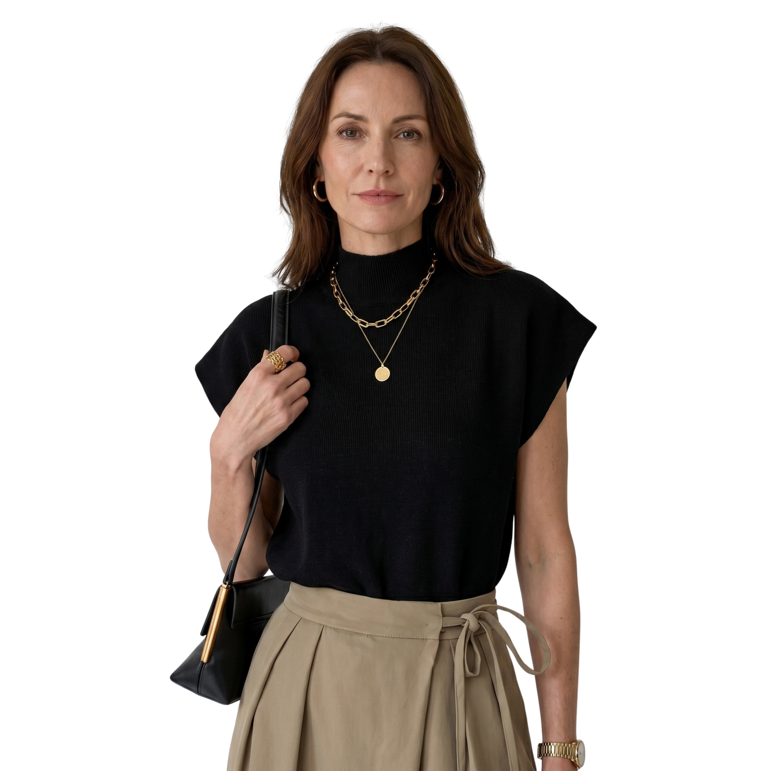 Sweter bez rękawów z dzianiny dla kobiet