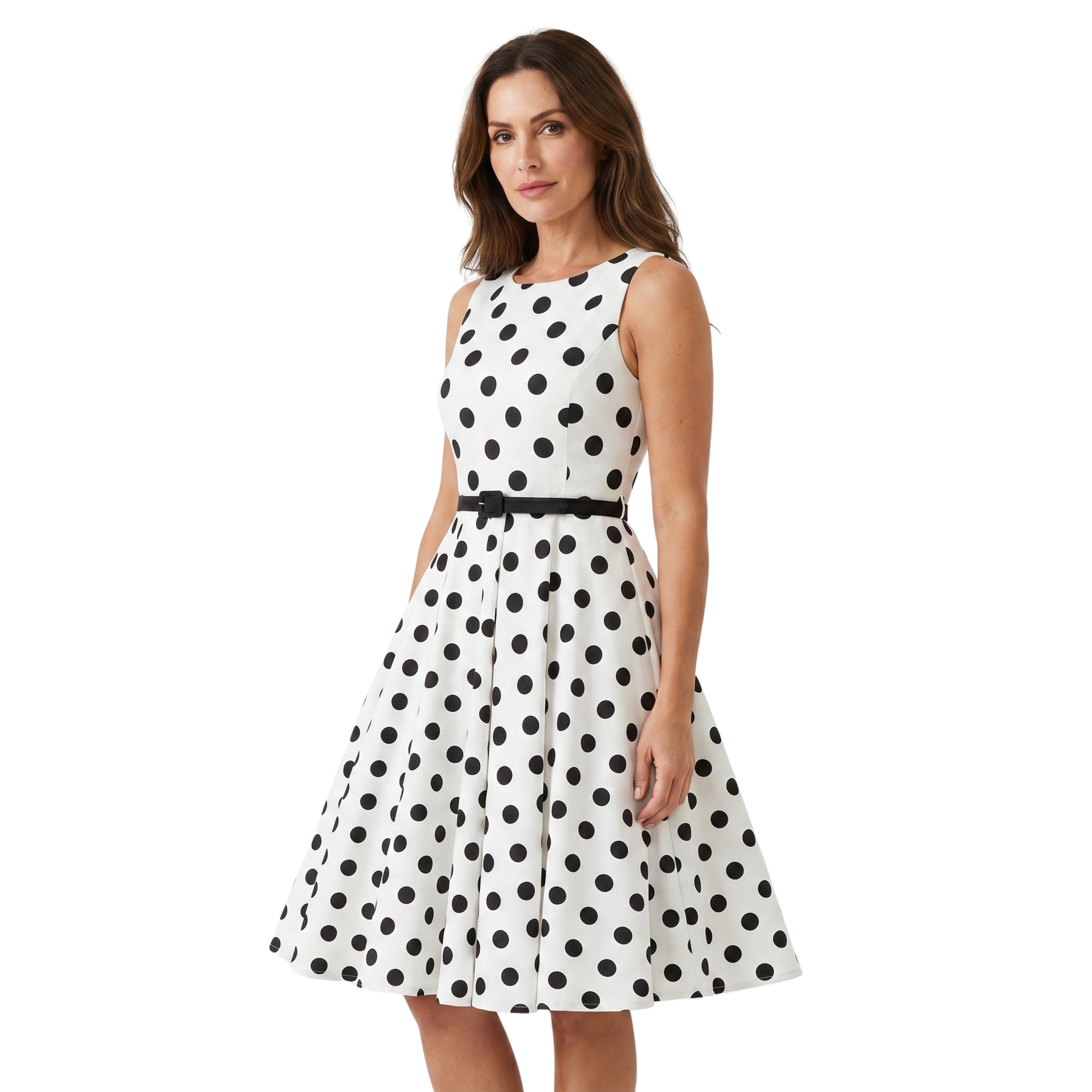Damska Sukienka Pin-Up w Groszki Retro | Midi