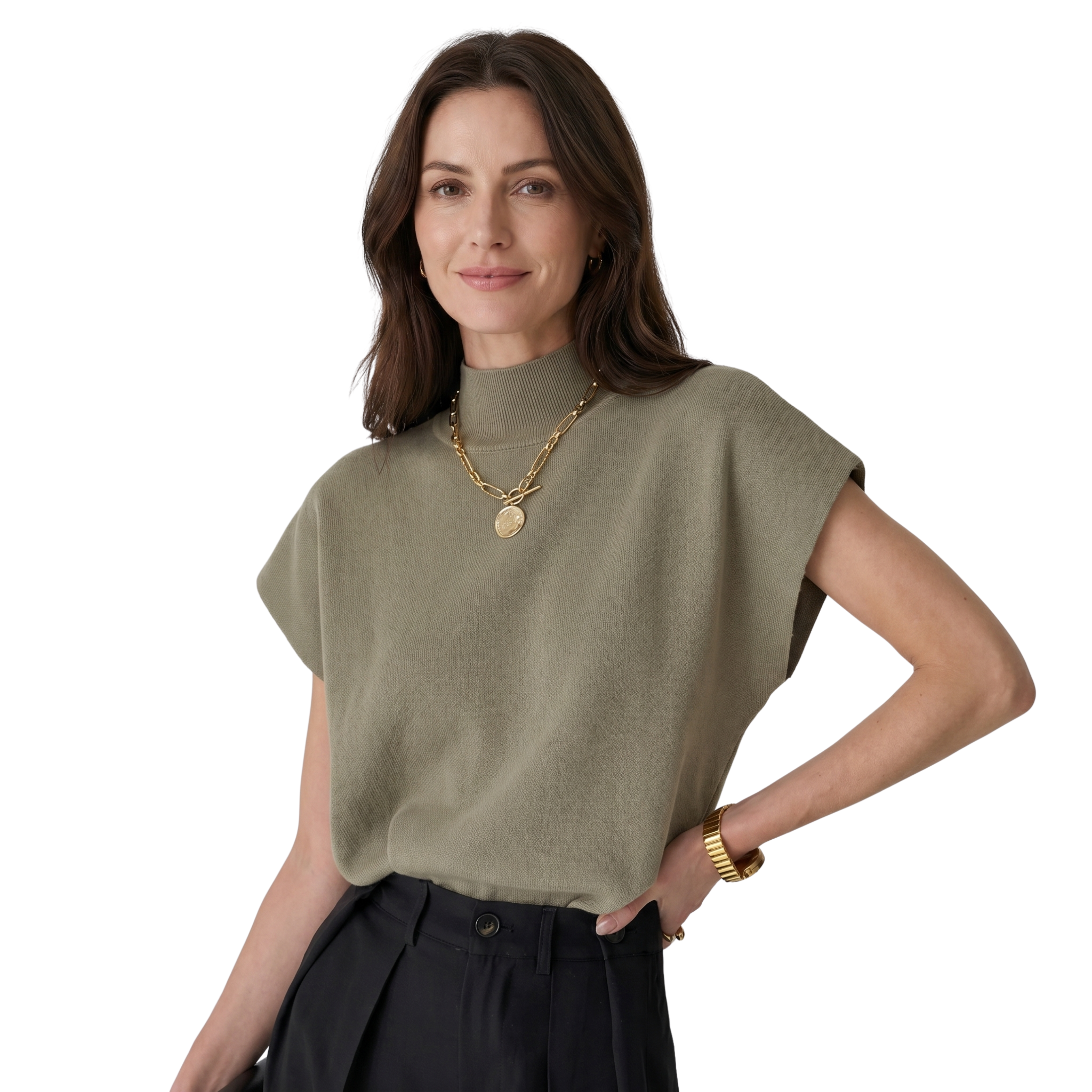 Sweter bez rękawów z dzianiny dla kobiet