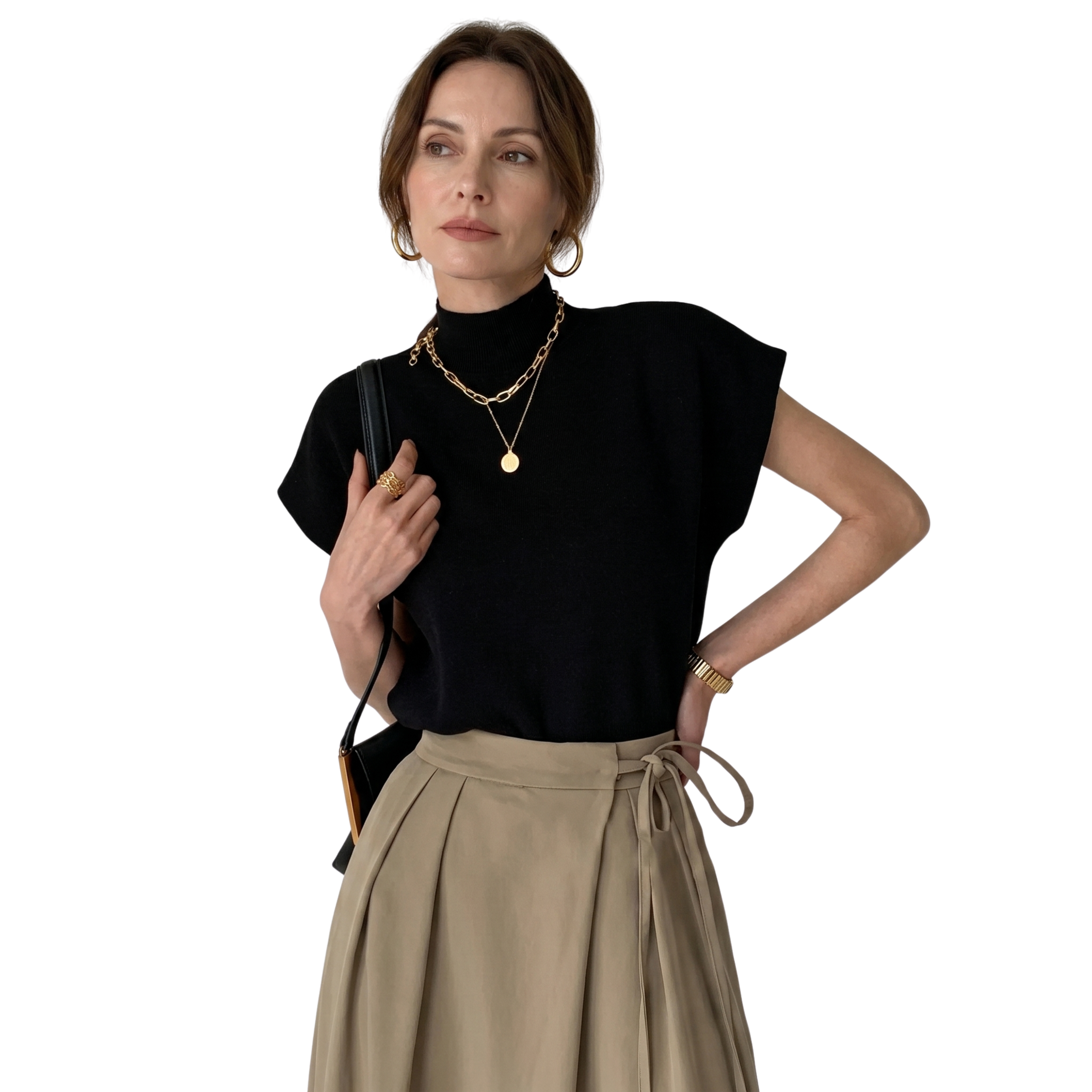 Sweter bez rękawów z dzianiny dla kobiet