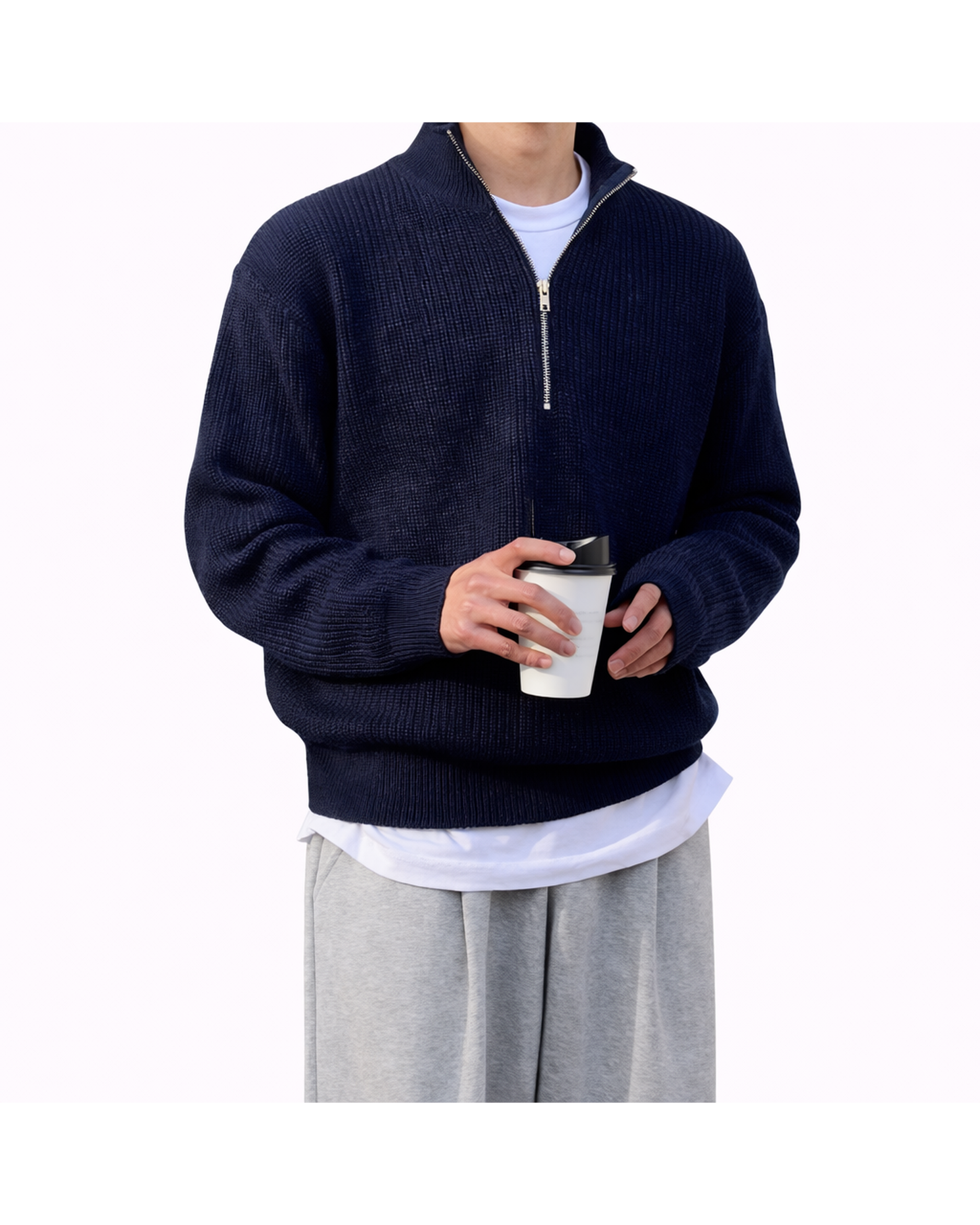 Męskie sweter | Wysoki kołnierz na zamek