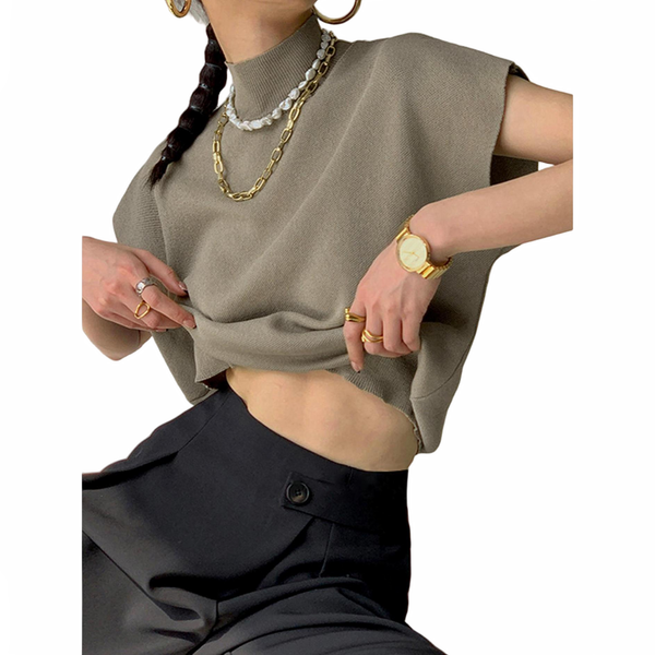 Sweter bez rękawów z dzianiny dla kobiet