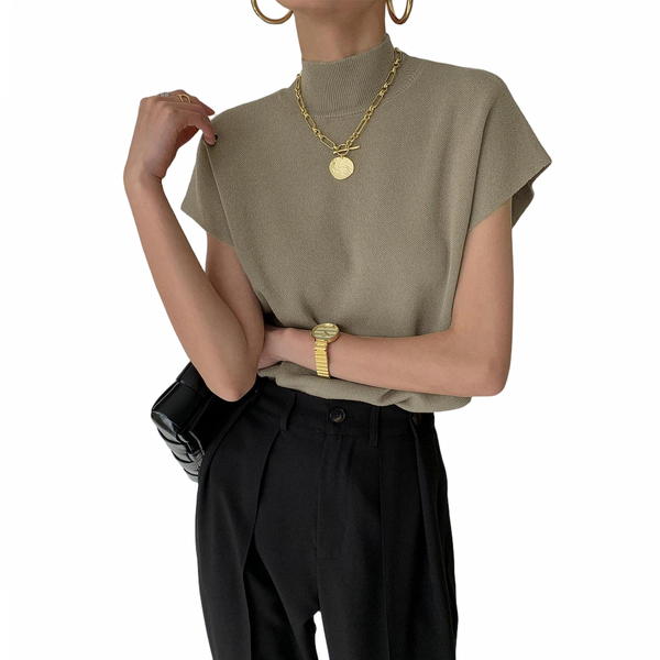 Sweter bez rękawów z dzianiny dla kobiet